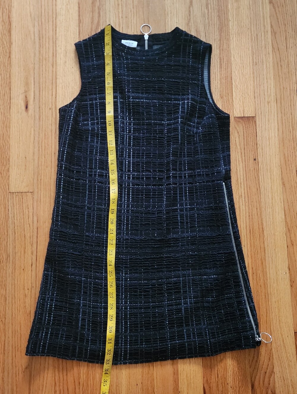 Akris PuntoTunic Black & Silver Check Jersey Dress Size 9 - Picture 14 of 15